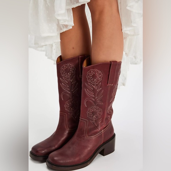 Frye Shoes - Free People x FRYE Kate Deco Stich Boots, Brown, NWOT, size 8B
